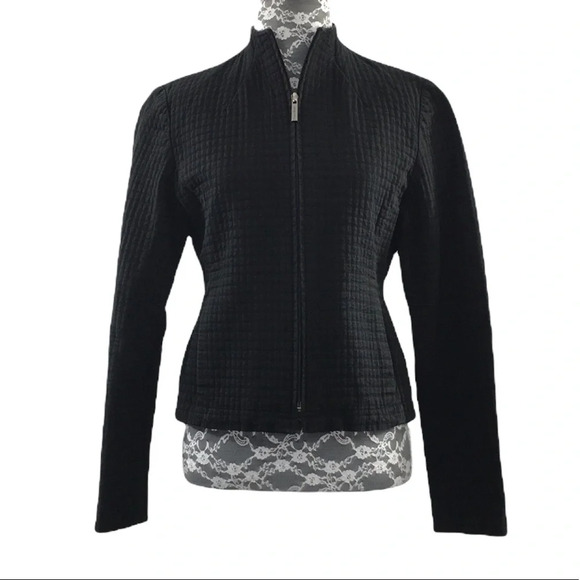 Emanuel Ungaro Black Zip Up Jacket Womens Small‎ 100% Cotton - Picture 1 of 12